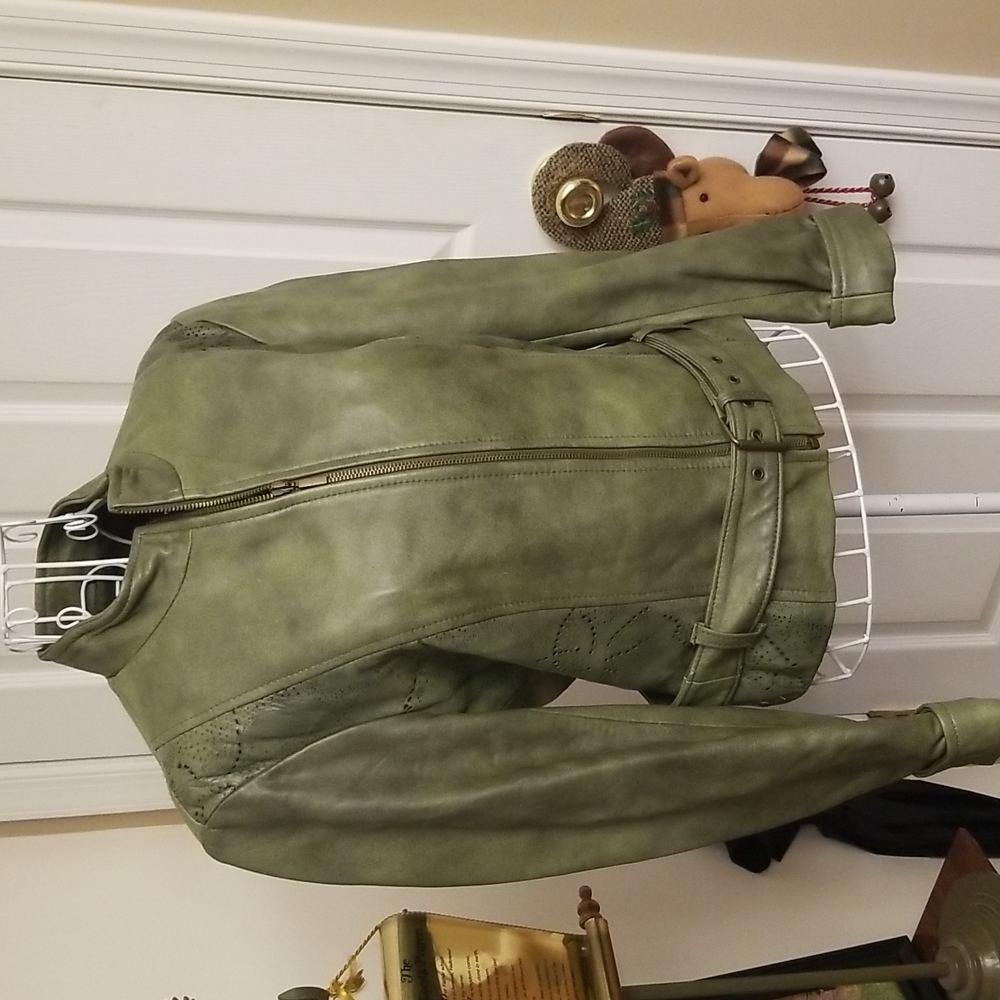PELLE quality leather green jacket - Picture 1 of 16